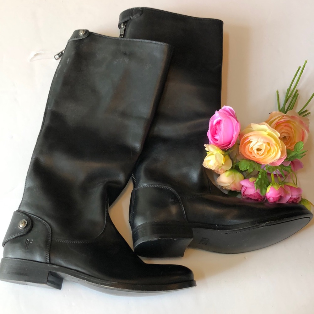 FRYE Melissa Button Back Zip Wide Calf WESTERN BOOTS Riding Boots Cowgirl